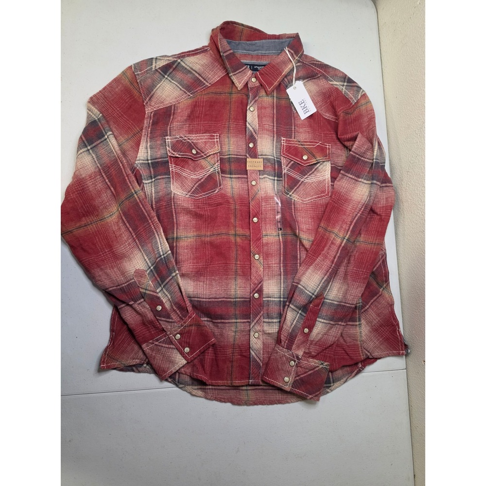 BKE Mens Athletic Fit Red Plaid Western Pearl Snap Shirt 2XL NWT 11881FPW